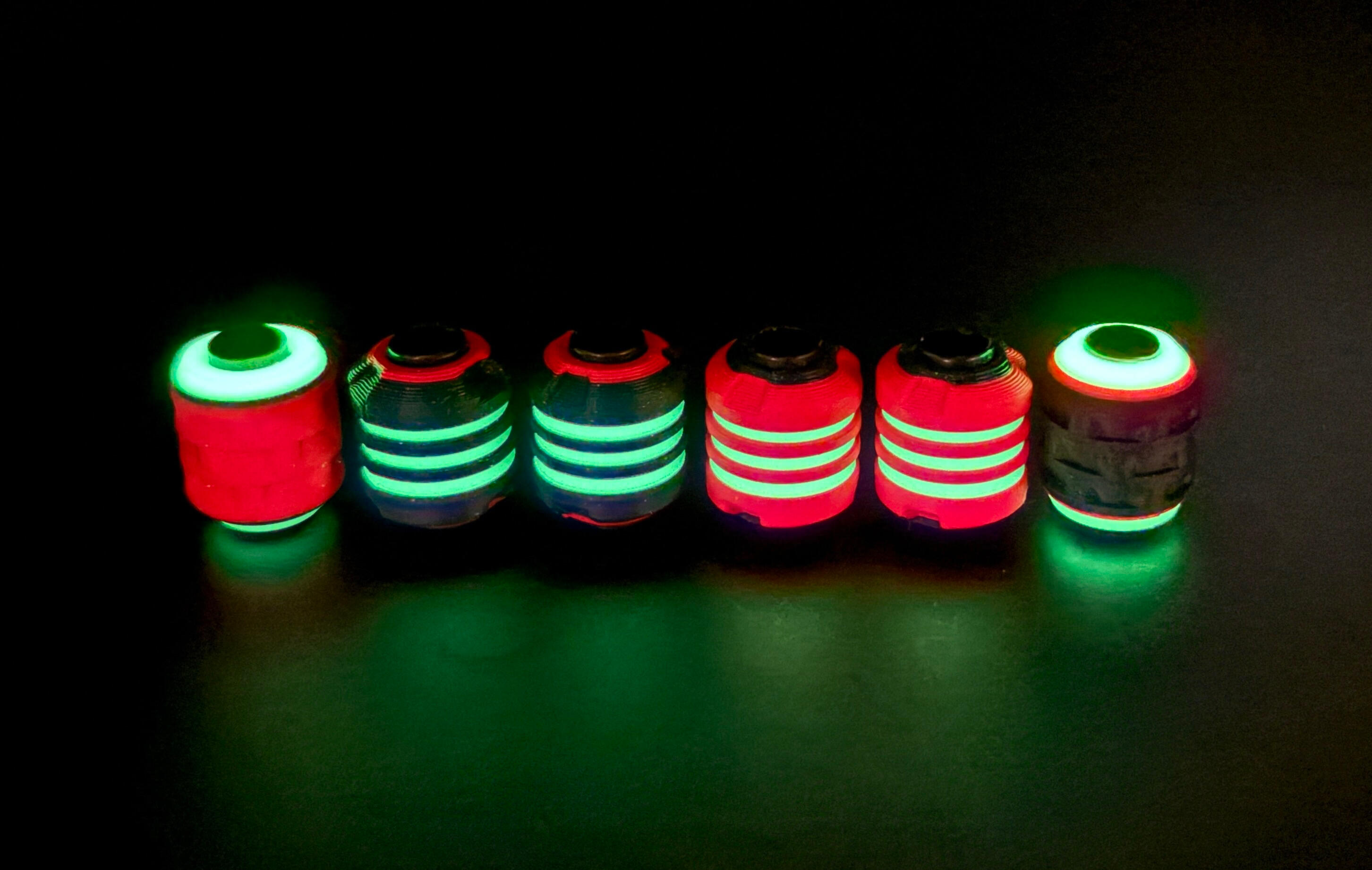 Redline shown in low light. Redline Lanyard Bead - Six Bead Pack shown in the dark